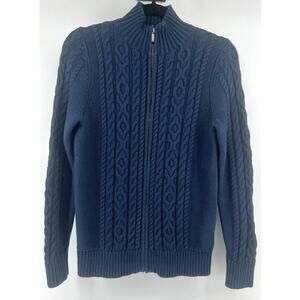 L.L. Bean Full Zip Cable Knit Sweater Men's S Coastal Prep
